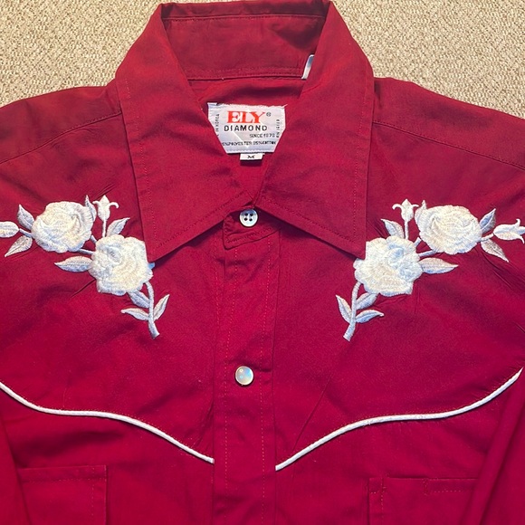 Vintage Ely Diamond Embroidered Western Rodeo Shirt - Picture 2 of 4